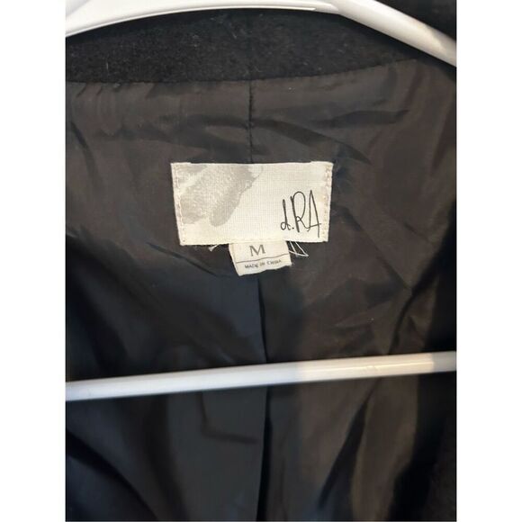 LRA Asymmetrical Black Wool Blend Open Front Coat Size M Waterfall Fall - Picture 8 of 10